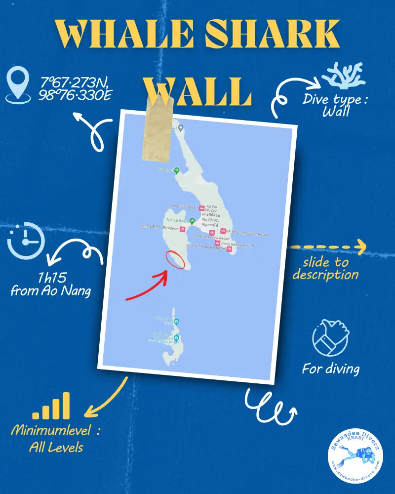 Map and details of Whale Shark Wall Dive Site